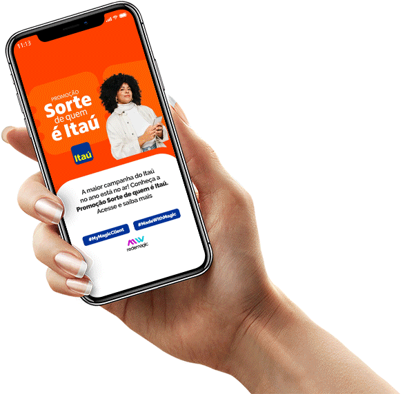 Smartphone com Case de campanha promocional na tela